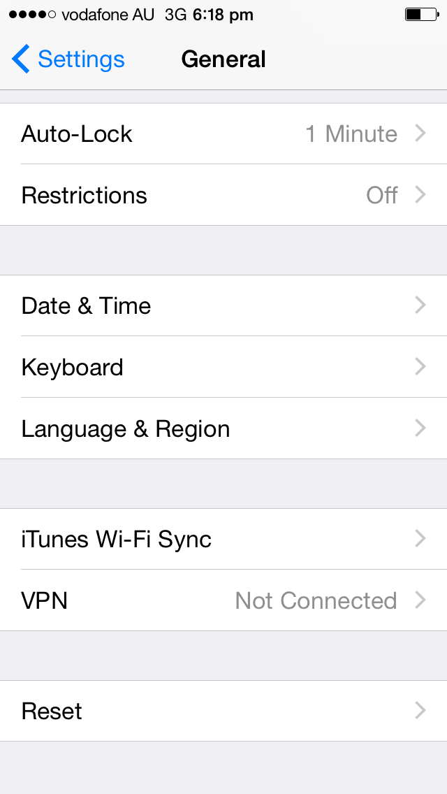 iphone settings screen
